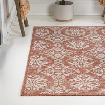 Amora Traditional Mediterranean Tile Design Indoor/Outdoor Area Rug